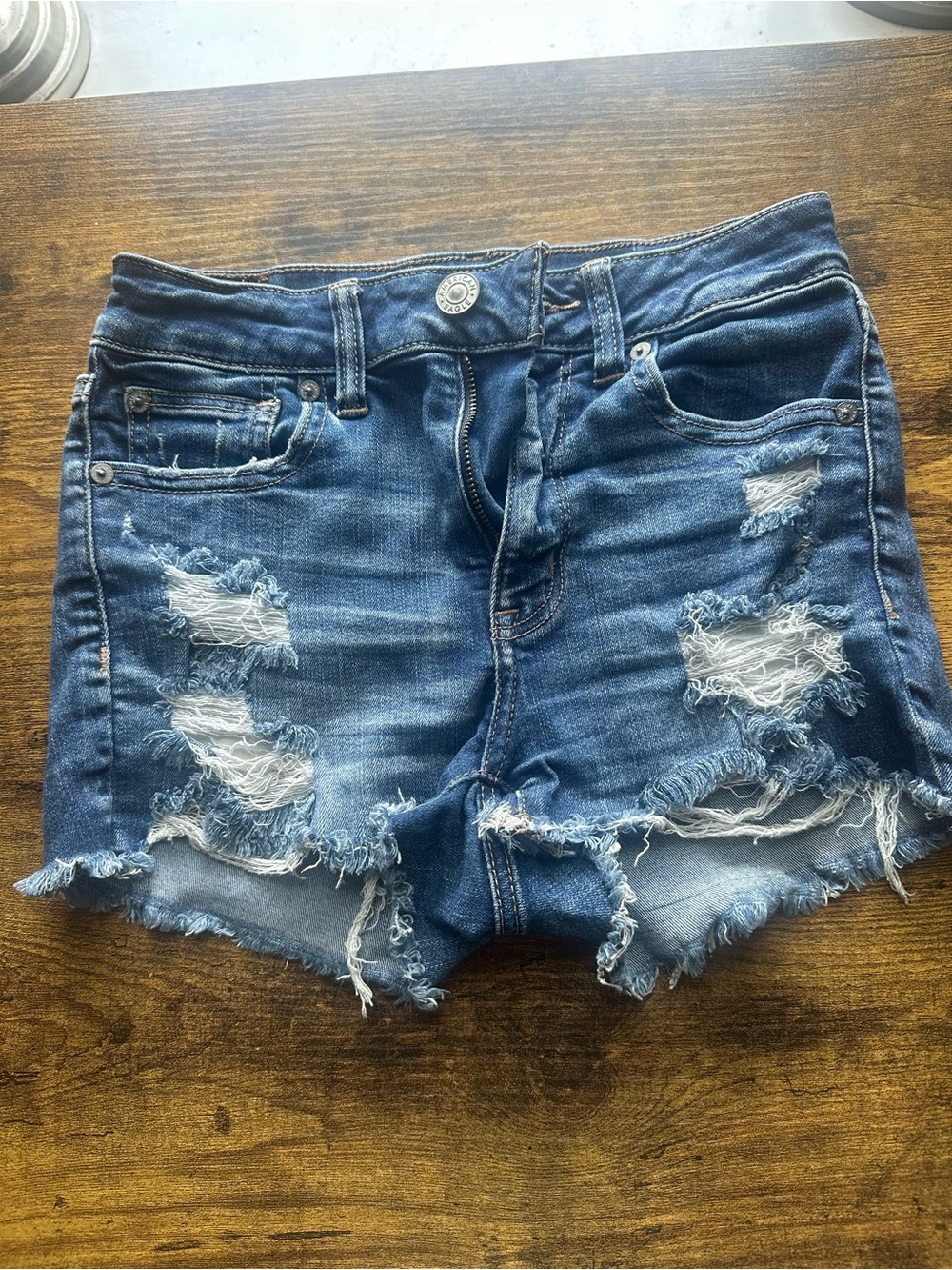 American Eagle Outfitters Distressed Blue Denim Shorts